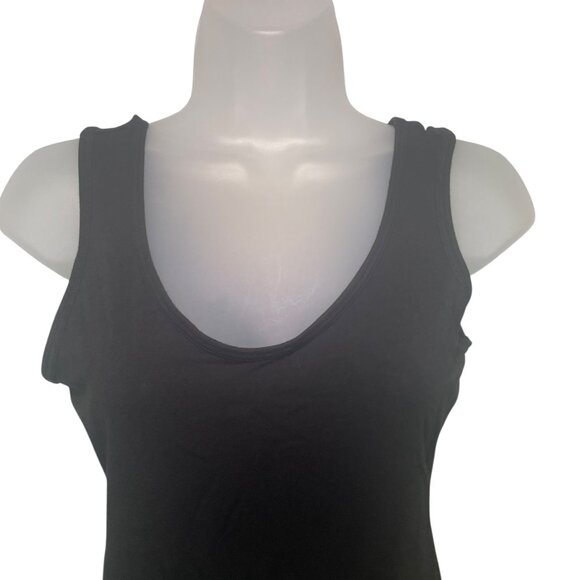 Rachel Roy Black Bodysuit Small | Pima Cotton Blend Thong Back Scoop Neck - Picture 2 of 6